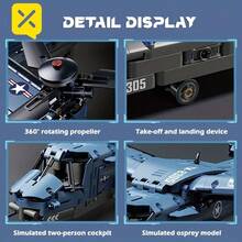 1486片动态倾斜螺旋桨战斗机积木模型，1:72高精度复制品，带减震起落架和可打开舱门的收藏级积木套装 - 创意DIY礼物，适合万圣节、圣诞节、感恩节、新年、情人节（随机包装） - 彩色 - 查看 3