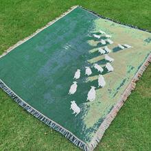 Outdoor Blanket With Bohemian Jacquard Weave Pattern Of Sheep In The Sky - Picnic Blanket, Camping Blanket, Sofa Blanket, Nap Blanket, Air Conditioning Blanket, Wall Hanging, Thick & Soft, Non-Fading & Non-Pilling, Suitable For Home Decor And Outdoor Use