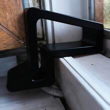 1pc Heavy Duty Door And Window Stop - Sturdy Hard Plastic Material With Non- Base, One-Button Locking Mechanism, Space-Saving Design For Indoor/Outdoor Doors, Windows, Glass Partitions - Suitable For Home, Office, Hotel, Apartment - White/Black - Included Screws For Easy Installation