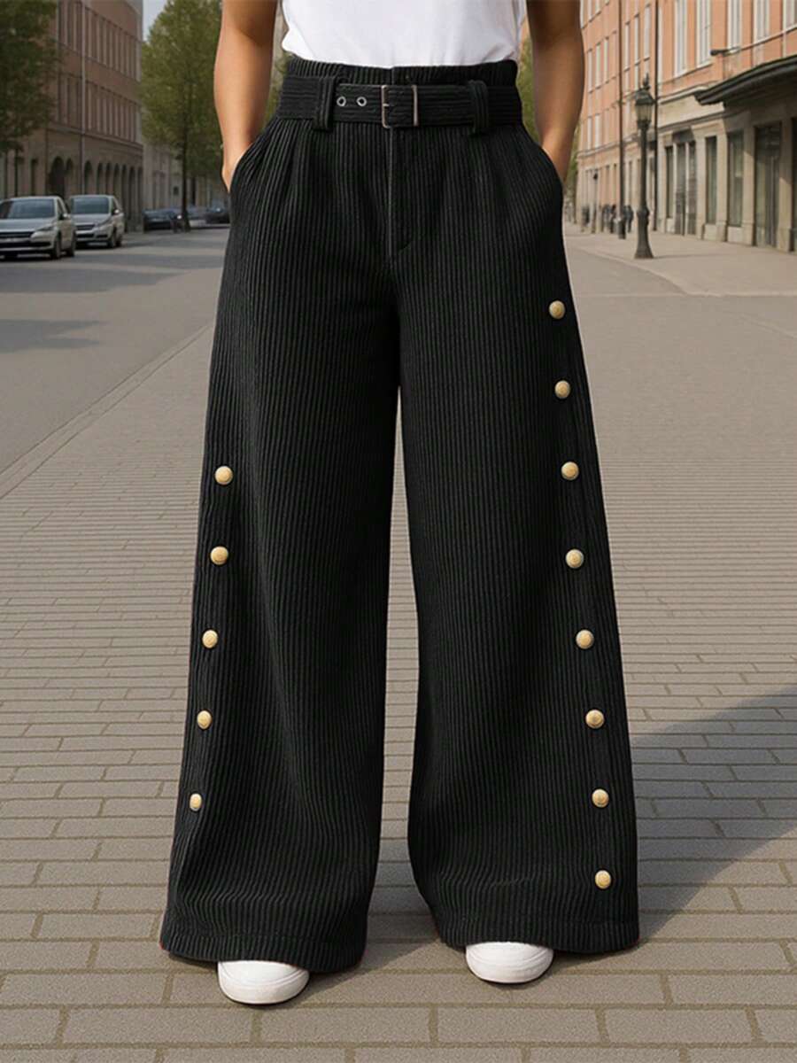 INCERUN Fashion Mens High Waist Zipper Casual Loose Bottoms Wide Leg Trousers Winter Long Pants - 黑色 - 查看 1