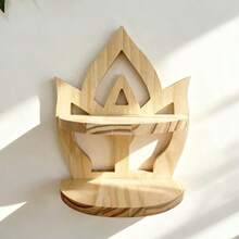 1/2pcs Wooden Lotus Shaped Wall Mounted Shelves, Boho Home Decor Rack For Living Room, Study, Wall Hanging Plant Holder