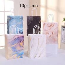 5/10/20/25/32pcs Marble Pattern Kraft Paper Gift Bags With Handles, Suitable For Wedding, Birthday, Party, Graduation, Thanksgiving And Other Holiday Occasions - Multicolor - View 10