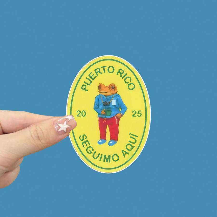 PR Concho 贴纸 - 波多黎各骄傲乙烯基贴纸，饰有鲜艳的旗帜、旗杆和“波多黎各”字样 - 防水、哑光表面、不对称形状，适用于汽车、卡车、笔记本电脑、玻璃/金属表面 - 自粘式文化汽车和家居装饰、波多黎各汽车配件、表面装饰、醒目字母、持久粘合剂、旅行配件 - 彩色 - 查看 1