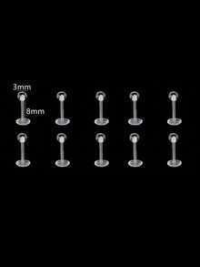 10 قطع من حلقات الاختراق الشفافة من البيوفليكس لأنف وبطن وحاجز الأنف والحاجب والشفة والغضروف والأذن الخرطومية، حلقات اختراق بلاستيكية للعمل والمدرسة