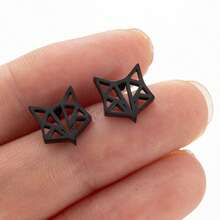 1 Pair Of Hollow Out Crown Lion Animal Stainless Steel Stud Earrings For Men, Tideway Punk Jewelry For Man Gift/Valentines Day Earrings