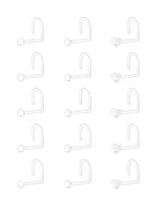 15pcs/Set Sports Style UV Transparent Heart & Star Nose Studs, L-Shape/Spiral/Bone Nose Rings, 18G Nose Piercing Jewelry, Unisex Body Piercing Accessories For Daily Wear - Transparent-a - View 13