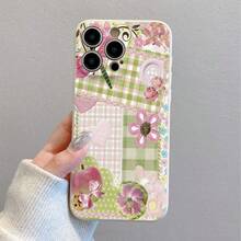 Pink Green Patchwork Pattern-Liquid Silicone Phone Case For IPhone [16/15/14/13/12/11 Pro Max] Series [Shockproof][Anti-Slip] -Slim Fit & Soft Touch Design,Stylish Shockproof Mobile Case For Women Girls Fast Delivery From The USA. - 白色 - 查看 3