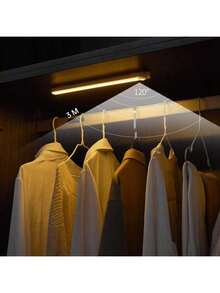 1条10/20/30/50厘米USB充电式LED灯带，带人体感应器 - 适用于橱柜、衣柜和走廊，无线人体感应LED灯带，橱柜下照明，可充电磁吸式夜灯，适用于走廊、厨房橱柜、衣柜、房间装饰 - 單色感應燈 - 查看 7