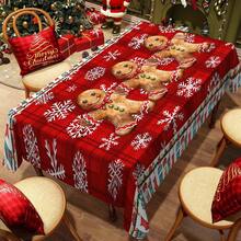 1/20pcs Waterproof Oil-Proof Rectangular Tablecloth - Festive Gingerbread Print, Woven Polyester Cover, Machine Made Table Linen For Dining And Coffee Table,Christmas Decoration - Multicolor - View 4