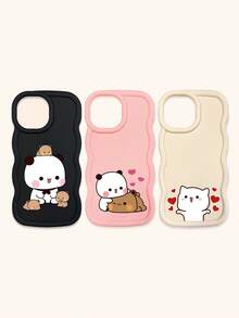 Cute Panda Novelty 3pcs Dopamine Themed Phone Cases, Cute Cartoon Panda, Bear, Cat Print Phone Case Set, New Wavy Macaron Design Phone Covers, Phone Protective Cases Compatible With IPhone Spring Gift,International Version, Not The Domestic Version - Multicolor - View 38