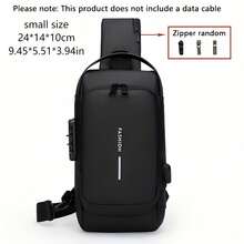 Anti-Theft Backpack, Large Capacity Adjustable Crossbody Backpack| Men's Style, Anti-Theft Combination Lock, Durable Fabric, Multi-Compartment Design, Secure Zipper Closure,  Travel Bag, A Great Your Family And Friends - Black - View 2