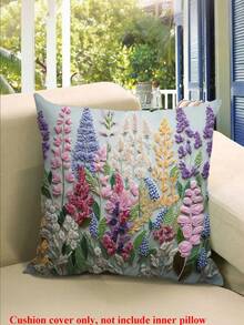 1 chiếc vỏ gối bằng polyester in họa tiết hoa oải hương, họa tiết hoa cúc in chuyển nhiệt, thích hợp cho phòng khách, ghế sofa, phòng ngủ, xe hơi, văn phòng, nhà nông thôn và các không gian trang trí nhà cửa khác. Không bao gồm ruột gối. - Màu tím - Xem 4