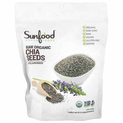 Sunfood Raw Organic Chia Seeds, 1 Lb (454 G)