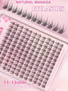 Set Bulu Mata Alami D Curl 144pcs, Termasuk Bulu Mata Tunggal 11-13mm dengan Lem Bulu Mata dan Pinset, DIY di Rumah - Hitam - View 4