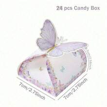 12/24pcs Butterfly Candy Boxes With Decorative Floral Design – Universal Paper Gift Boxes With Accessories For Birthday, Wedding, And Baby Shower Party Favors - For All Occasions - Perfect Gift For Guests & Party Hosts - Multicolor - View 8
