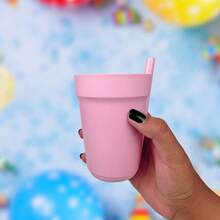 Set de 4 Vasos de entrenamiento de plástico de 250ml con pajita, vaso de entrenamiento para el primer uso del bebé - Multicolor - Ver 4