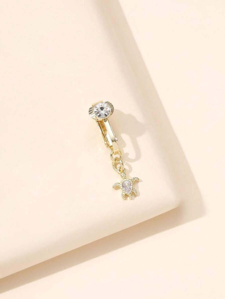 1pc Zirconia Fake Belly Button Ring, Suitable For Everyday Wear - Yellow Gold - View 1