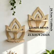 1/2pcs Wooden Lotus Shaped Wall Mounted Shelves, Boho Home Decor Rack For Living Room, Study, Wall Hanging Plant Holder