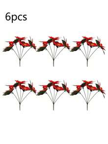 6/3 Stück künstliche Poinsettia Blumen, rote Weihnachtsblumen, künstlicher Poinsettia Strauch, künstliche Pflanzen (Farbe des Stiels zufällig), geeignet für Weihnachtsbaum Zuhause, Tischdekoration, Hochzeitsdekoration, Heimdekoration, Raumdekoration, Weihnachtsdekoration