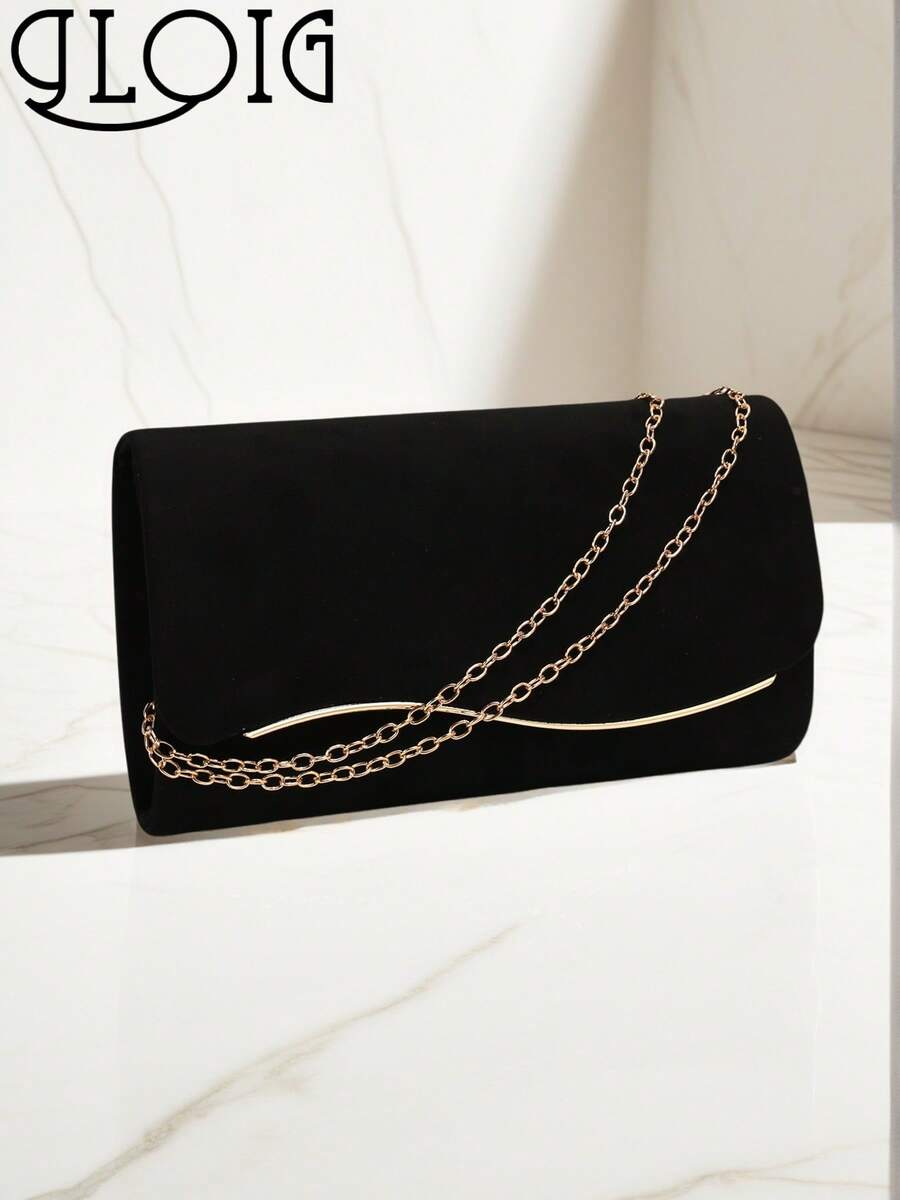 Bolsa de Embreagem Prateada com Design em V, Corrente Metálica, Lantejoulas Brilhantes, Bolsa de Festa para Noite, Envelope, Casamento, Casual, Bolsa Feminina, Jantar de Gala, Presente do Dia dos Namorados, Feriado do Amor, Encontro