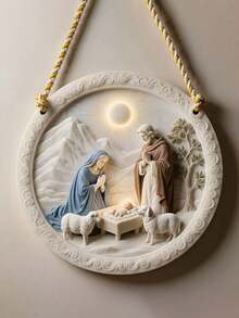 3 moldes religiosos de silicone para sabonetes, velas e artesanato em resina - fáceis de fazer, limpar e desmontar, design intrincado de presépio com Maria, José, jovens e pastores, perfeito para enfeites artesanais, materiais de artesanato e decorações de Natal, design de presépio, artesanato detalhado - Branco - Ver 6