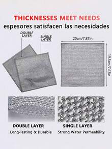 5/10/20/30/50 قطعة من أقمشة التنظيف السلكية المعدنية الفضية ذات الطبقتين، مناشف غسيل الأواني والأطباق والمقالي، قماش لا يلتصق به الزيت للمطبخ
