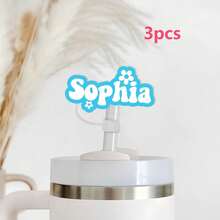 1pc Custom Personalized Acrylic Name Cup Tag,Personlized Name & Flower Straw Topper,Personalized Straw Cover Gift For Water Cup,Customized Straw Topper,Tumbler Accessories,Gift For Christmas,Back-To-School,Birthdays,Girls,Family,Friends. - Straw Holder Name Tag - View 17
