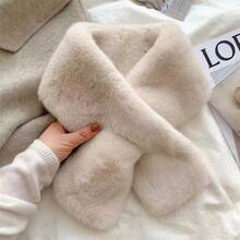 1pc Women's Fluffy Thick Scarf, Solid Color Furry Neck Warmer, Cute Fuzzy Scarf For Girls And Adults, Non-Shedding - A - View 8