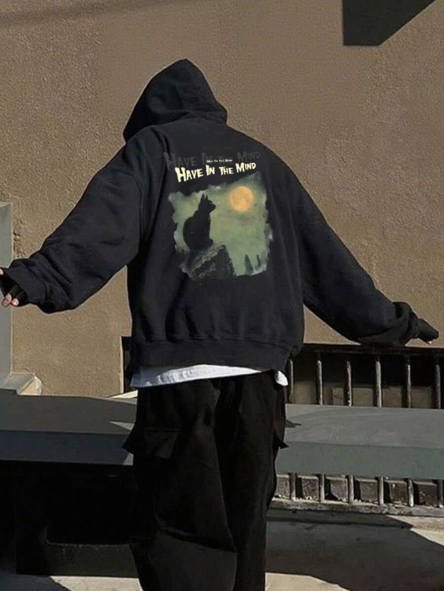 Men's Casual Printed Drawstring Hoodie Sweatshirt, Fall/Winter