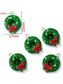 10pcs/Set New Resin Christmas Pendant Assortment, Santa Claus, Christmas Tree, DIY Jewelry Accessories, New Year Decor