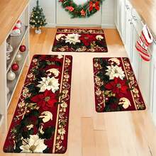1/2/3pcs Soft Absorbent Kitchen Rugs - Christmas Fireplace Pattern Design - Washable, Easy To Clean - Perfect For Farmhouse, Bathroom, Hallway, Sink And Laundry Room Decor, Christmas Home Decor And Room Decoration, Christmas Decoration - Multicolor - View 17