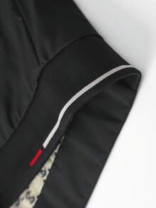 Men's Fashionable Simple Lining Printed Jacket - Black - View 7