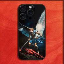 Funda de Teléfono Compatible con  16,15,14,13,12,11,Pro,XS,Max,XR,Plus,E,Mini Negra Antigolpes Cool Archangel Michael Cross, Funda Compatible con  17,  17 Pro,  17 Pro Max - z4 - Ver 10