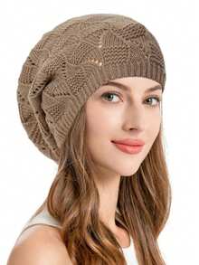 1pc Women Knitted Casual Everyday Beret Hat, Solid Color, Fashionable & Versatile Ladies' Beret Hats For Autumn And Winter - Multicolor - View 9