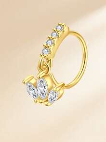 1 件 20G 吊坠鼻环女式不锈钢鼻穿孔饰品软骨耳环 CZ 花朵领结水滴十字耳屏耳轮唇穿孔，银金吊坠鼻环吊坠鼻穿孔首饰套装可爱鼻环耳环吊坠软骨耳环女士时尚配饰