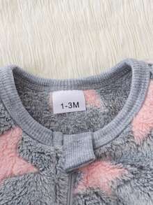 Infant/Toddler Girls' Star Pattern Fuzzy Zip-Up Jumpsuit