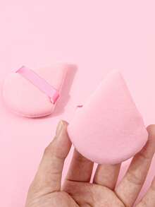 2 piezas Borla de terciopelo triangular Herramienta de maquillaje cosmético para el rostro y los ojos Esponja reutilizable lavable Mini accesorio de borla de polvo - Multicolor - Ver 10