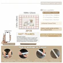 1pc Framed Canvas Wall Art, Pink Nursery Gallery Wall Set, Baby Girl Room Decor, Vintage Children's Room Decoration, Girl Gallery Art, Antique Nursery Wall Decor