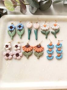 1/2/3/13件套波西米亚风花朵粘土切割器，用于珠宝制作，可爱花朵耳环粘土工具，花朵吊坠粘土切割器，用于DIY吊坠、项链、手链 - Clay Cutter - 查看 2