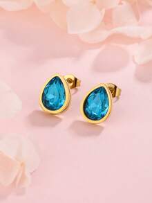 1 Pair Luxury Elegant Square Cubic Zirconia Glass Stainless Steel Earrings, Suitable For Women To Wear To Parties, Vacations Or As Valentine's Day Gift Valentines,Mom,Mother,Mother's Day,Gift