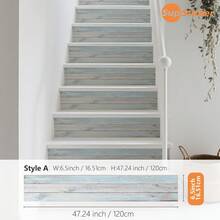 SUPSTICKER 1 rouleau (1 pièce) Autocollants pour escaliers avec motif bois clair bleu et brun clair. Décoration murale en PVC autoadhésif et amovible, avec propriétés imperméables, faciles à nettoyer et sans couture. Idéal pour les marches d'escalier, les surfaces de meubles, les sols de balcon, les sols de salle de bain et plus encore. Parfait pour la décoration de la maison et la rénovation d'espace. Plusieurs tailles disponibles.