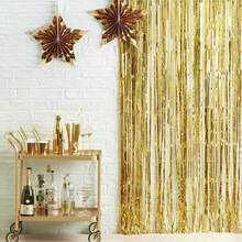 2/3/4/5 pièces Ensemble de fond de fête doré, feuille métallique, gland, rideaux en fil métallique, décoration de fête d'anniversaire, mariage, fournitures de cadeau, fond à gland convenant pour porte de fête, ruban d'anniversaire, cabine photo, décoration de fond, décoration de fête