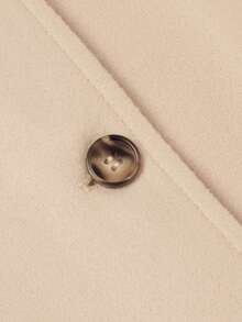 HOMEYEE Áo khoác len cổ cao tay dài, túi cài đơn, hai mặt, phong cách cổ điển, thanh lịch, thường ngày, công sở cỡ lớn - Màu be - Xem 5