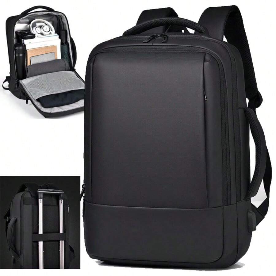 Men's Backpack, Work Bag, Men's And Women's Bag With Expandable Capacity, Waterproof Function - màu đen - Xem 1