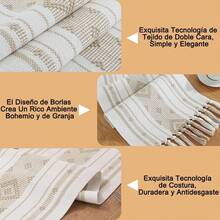 Camino de Mesa con Borlas Elegante Table Runner Boho para Navideña Cena Reuniones Paño de Mesa Arpillera Largo Corredor de Mesa de Granja Rectangular para Decoración Comedor Hogar 175*34.5cm - 1 - Ver 3