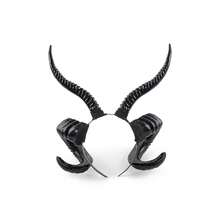 1 Băng đô sừng linh dương Gothic Băng đô sừng quỷ cho Halloween Băng đô sừng quỷ cho trang phục hóa trang thời Phục Hưng - màu đen - Xem 6