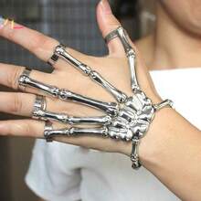 Pulsera de mano de esqueleto exagerada de estilo punk, adecuada para que hombres y mujeres la usen en Halloween, popular en Europa y América
