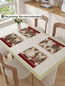 1 buc. Șervețel de masă cu aspect de broderie 2D, imprimeu digital cu model de brad de Crăciun, Șervețel de masă cu aspect de in pentru decor de Crăciun, Șervețel de masă, 1 buc. Șervețel de masă, 4 buc. șervețele, 1 buc. față de pernă (fără inserție), 3 produse disponibile, Decor sezonier pentru casă, articole pentru petreceri de interior/exterior, Decor pentru casă de iarnă, Decorațiune de Crăciun, Decor pentru cameră de Crăciun, Decorațiune pentru petrecere de Crăciun