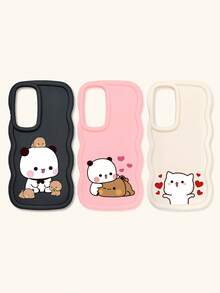 Cute Panda Novelty 3pcs Dopamine Themed Phone Cases, Cute Cartoon Panda, Bear, Cat Print Phone Case Set, New Wavy Macaron Design Phone Covers, Phone Protective Cases Compatible With IPhone Spring Gift,International Version, Not The Domestic Version - Multicolor - View 49
