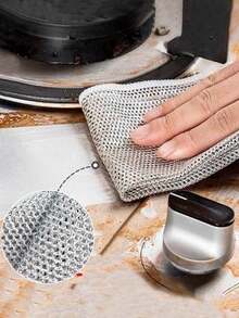 5/10/20/30/50 قطعة من أقمشة التنظيف السلكية المعدنية الفضية ذات الطبقتين، مناشف غسيل الأواني والأطباق والمقالي، قماش لا يلتصق به الزيت للمطبخ